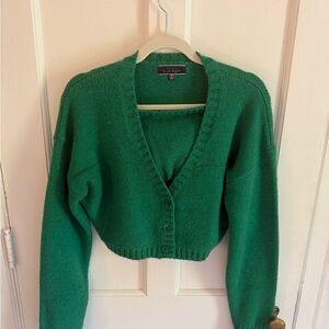 Blue Blush Green Cropped Cardigan Sweater with Strapless Bandeau Top